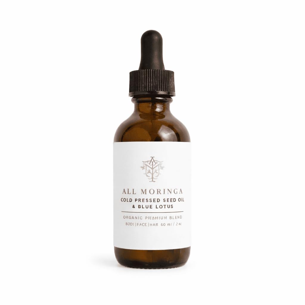 A M All Moringa - Organic Cold‑Pressed Moringa Seed Oil + Blue Lotus, 2 oz – Premium USA‑Made Facial & Hair Oil