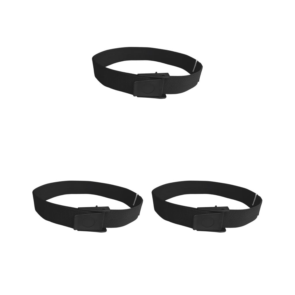 Juego de 3 cinturones de peso pesado con hebilla de plástico, color negro, 150 cm