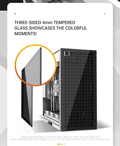 Gabinete para PC Geometric Future M6 Cezanne Blanco Mid Tower 12" x 11" para placas base Mini-ITX, Micro-ATX y ATX, con diseño vertical de conducto de aire, soporte para radiador de 360 mm y montaje vertical de GPU (solo gabinete) miniatura 4