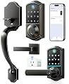 Veise VE017G-H + VE019 Wi-Fi Smart Fingerprint Front Door Lock Set, Remote App Control, Alexa Compatible, Auto Lock, Easy to Install