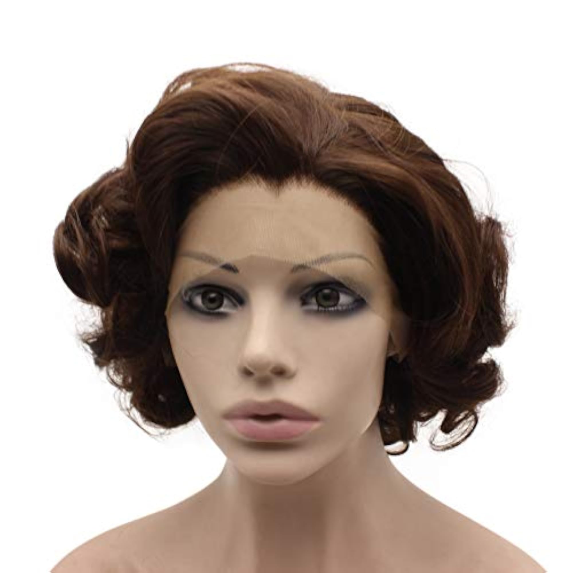 Mxangel Short Curly Brown Wig, Heat Resistant