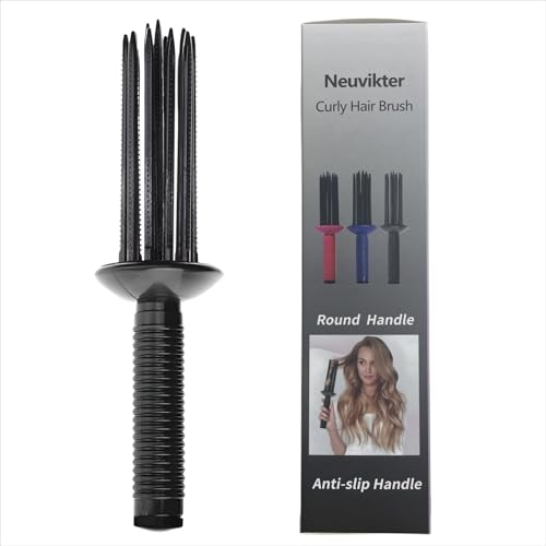 Cepillo de pelo rizado de 17 dientes Neuvikter peine redondo negro para definir rizos en casa