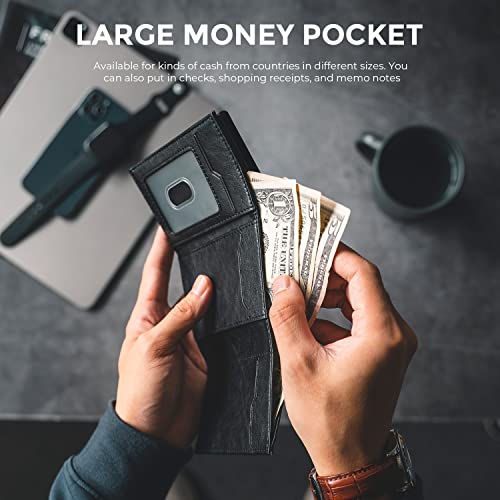 VULKIT Men's Card Holder Wallet Pop Up Wallet Magnetic Closure RFID Blocking Tri-fold Leather Wallet3