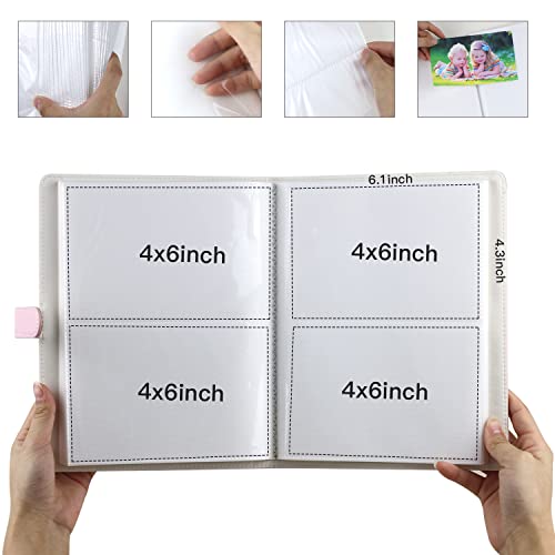 Frankmate Photo Album 4X6 128-Pocket Photos Leather Frame Cover Family Photo Album Bookshelf Picture Album Book Simple Design White Page #TOP2