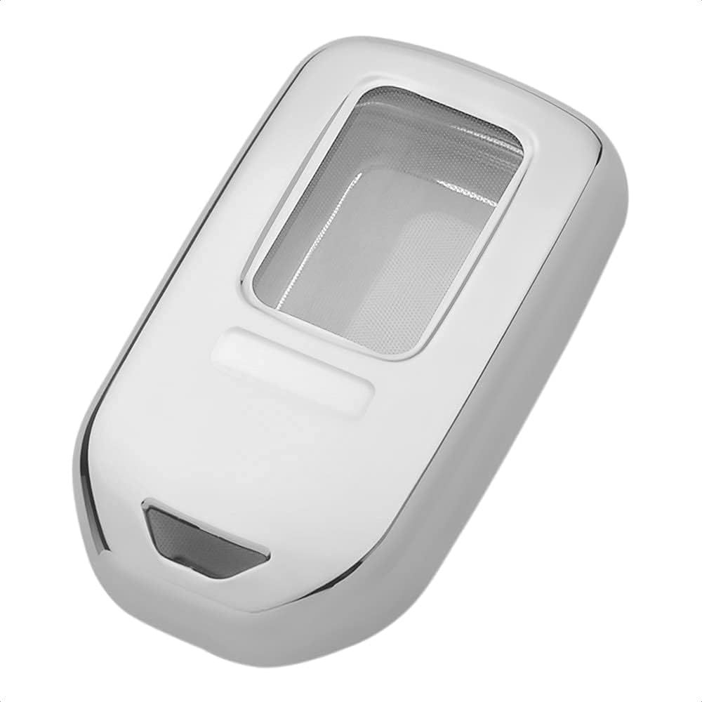 Smart Key Fob Case Silver TPU Protective Cover Compatible with HONDA ACCORD HYBRID CIVIC CROSSTOUR CR-V CR-Z FIT HR-V ODYSSEY EX-L TOURING ELITE RIDGELINE 3 4 5 6 7 Button Keyless Entry Remote