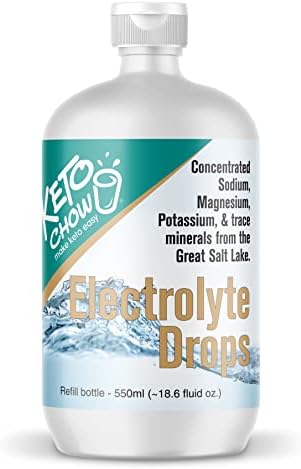 Keto Chow Electrolytes | Electrolyte Hydration Drops Supplement | Sodium, Magnesium, Potassium & Trace Minerals | Unflavored Drink Mix Perfect for Keto Diet and Intermittent Fasting | Sugar Free