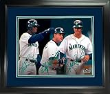 Framed Ken Griffey Jr, Edgar Martinez & Alex Rodriguez Seattle Mariners Facsimile Laser Engraved Signature Auto 12'x15' Baseball Photo HOFSM Holo