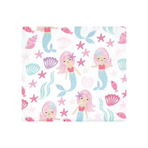 Image of Little Treasure Hudson Baby Cotton Poly Flannel Receiving Blankets Multipack, Pink Mermaid, 30x30 inches