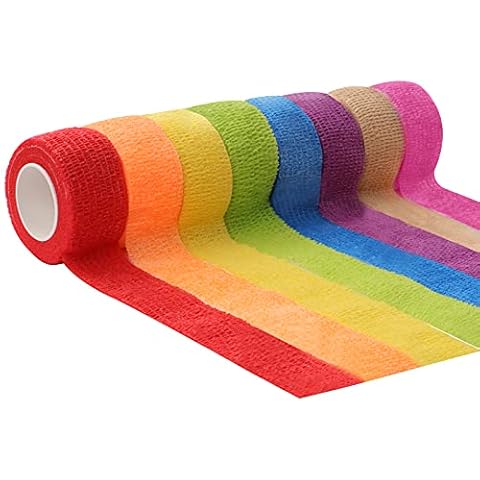 PHINGEER Pet Self Adhering Bandage, 8 Rolls Vet Wrap for Dogs, Elastic Non-Woven Bandage Wrap-Water Repellent, Breathable, Does not Stick to Hair (Multicoloured) Cover