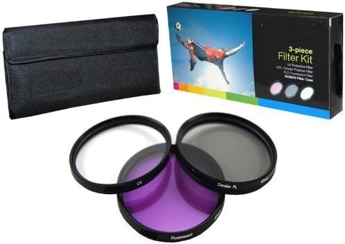 PLR Optics 55MM High Resolution 3-Piece Filter Set (UV, Fluorescent, Polarizer) for The Sony DSC-HX300 Digital Camera