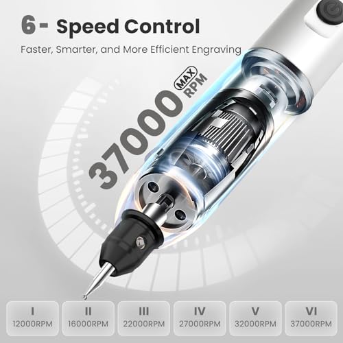 Image of Tarlido Electric Engraving Pen, Mini Cordless Rotary Tools, USB Rechargeable Etching Pen, 4V /1200mAh DIY Engraver Machine for Metal, Wood, Glass, Plastic,2 Stencils, Sliver