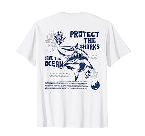 Respect The Locals Shark Protect The Shark Save Ocean (Espalda) Camiseta