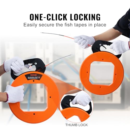 VEVOR Fish Tape, 100-foot, 1/4-inch, PET Wire Puller with Optimized Housing and Handle, Easy-to-Use Cable Puller Tool, Flexible Wire Fishing Tools for Walls and Electrical Conduit, Non-Conductive by VEVOR - Image 4