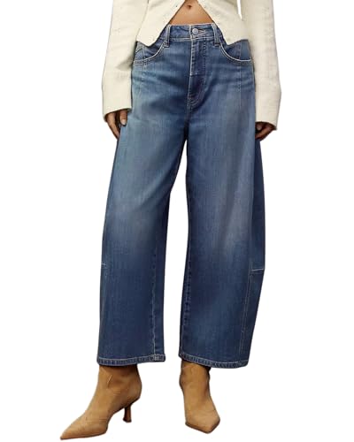 Womens Wide Leg Jeans Mid Rise Baggy Boyfriend Stretchy Ankle Vintage Denim Cropped Pants Trendy 20252