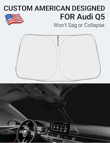 Image of Proadsy 2026 Upgrade Front Windshield Sun Shade Foldable Sunshade Protector Custom Fit 2018-2024 Audi Q5 SQ5 Premium, Premium Plus, Prestige Crossover SUV Winter Accessories