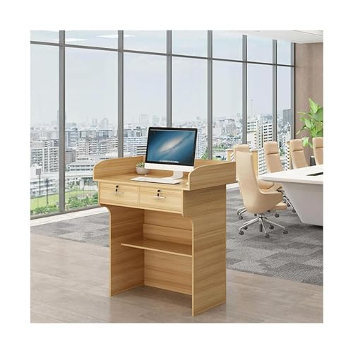 Durecoform Soporte de madera para atril con estante de almacenamiento, portátil y versátil para profesores, para escritorio de recepción, elige 80 cm o 120 cm de longitud