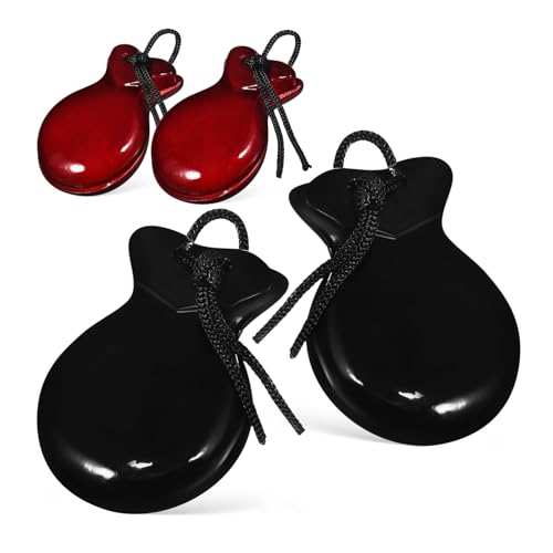 Holibanna Finger Castanet Musical Instruments 2 Pairs Wooden Castanets Easy to Learn Perfect for All Ages