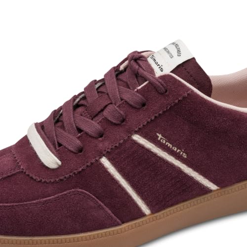 Baskets basses plates Tamaris élégantes pour femme rouge bordeaux taille 38