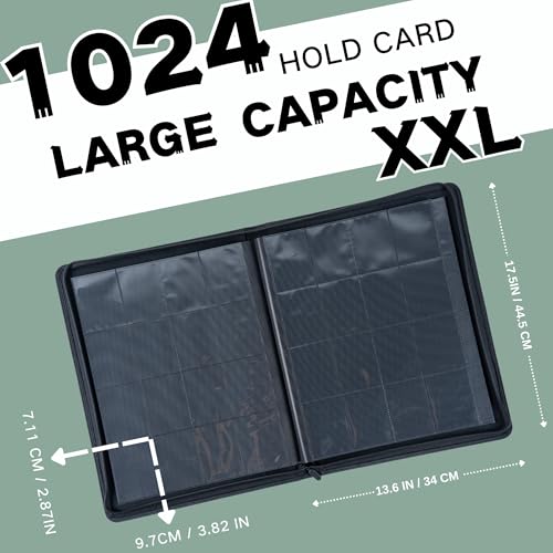 Image of 1000+ Pockets Trading Card Binder, 16-Pocket Card Ablum Compatible with MTG,Sports Cards & Other Standard Size Trading Cards (Light Green)
