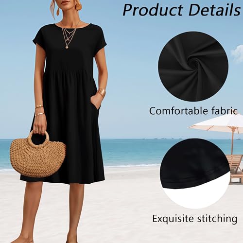 Robe casual solide à taille haute ajustée pour affiner la silhouette - 4