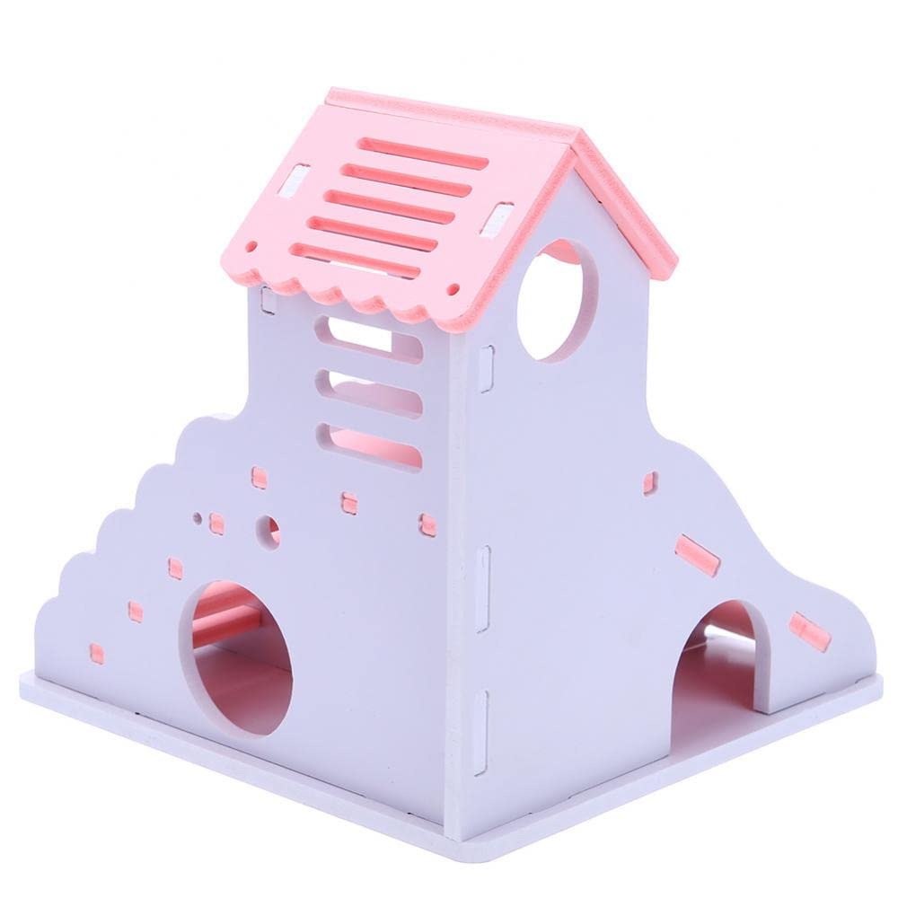 Cage à Hamsters Coloré Mini Eco-Board Glissière en Bois DIY Assembler Hamster Maison Petits Animaux Pet Jouet Double Escalier-Style Château Pavillon Villa(Green)