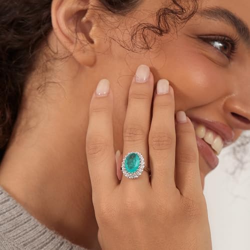 Michooyel S925 6ct Paraiba Oval Cut Promise Ring for Women Sterling Silver Cubic Zirconia Engagement Wedding Ring Bands for Women4