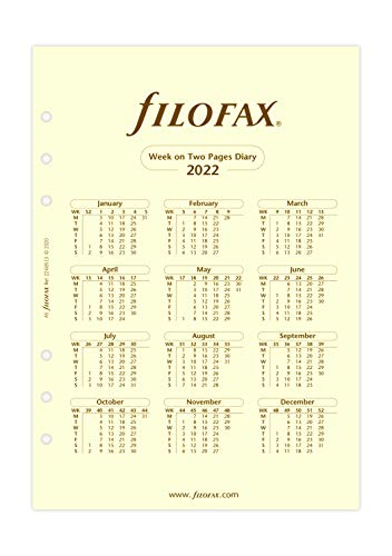 Filofax A5 Week On Two Cotton Cream 5 Language Column Format 2022 Diary 22-68513 #TOP2