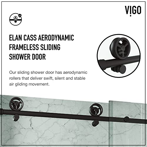 Vigo Adjustable 68-72 In. W X 76 In. H Elan Cass Frameless Glass Shower Door With Aerodynamic Shower Glass Door Matte Black Shower Kit Complete And Door Glass Sliding Door - Vg6044Mbcl7276 #TOP6