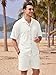 Opomelo Mens 2 Piece Beach Outfits - Textured Summer Matching Sets Button Down Shirt and Shorts Casual Vacation Outfit