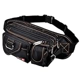 [LEZARINO] ウエストポーチ ウエストバッグ メンズ レディース 多機能 防水 大容量 男女兼用 (ブラック-2)