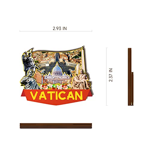 Imán decorativo de madera Vaticano Italia rectangular miniatura 3