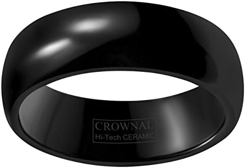 CROWNAL 2mm/4mm/6mm/8mm Black Ceramic Wedding Band Ring Men Women Couple Plain Dome High Polished Comfort Fit Size 3.5 to 16 image 5
