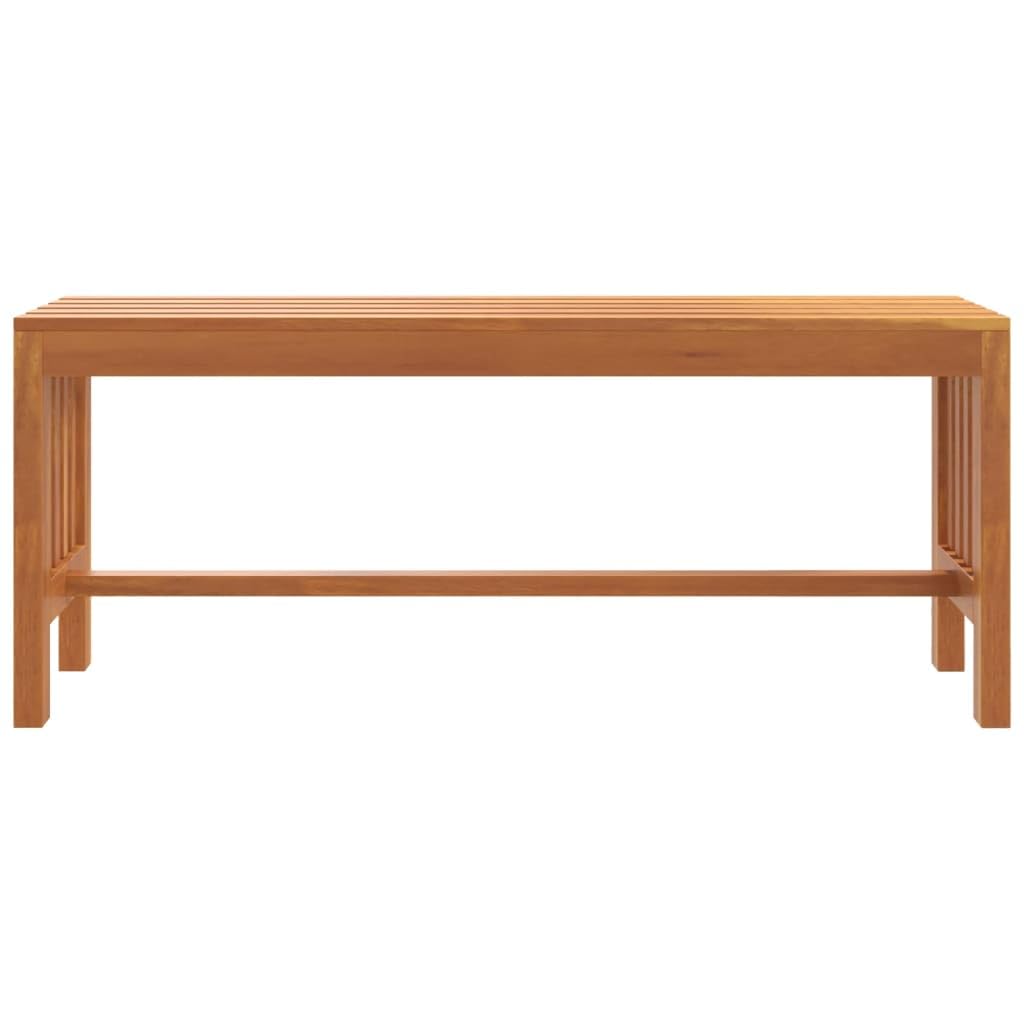 Ławka ogrodowa z litego drewna eukaliptusowego, 110 cm, ławka do siedzenia z litego drewna ze stelażem, drewniana ławka do ogrodu, na taras, balkon, obciążenie do 110 kg