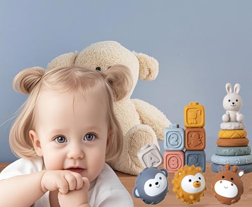 TMYIDO WeicheSinnesbälle für Babys 06-18 Monate,GreifballSet mit 6verschiedenenTexturen zur Förderung der sensorischen Entwicklung,Sensorikbälle baby,Massage-und Squeeze-Bälle für Kleinkinder(6 Stück)