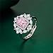 Princess Cut CZ Wedding Engagement Ring for Women Big Crystal Cluster Adjustable Finger Band Rings Comfort Fit Fashion Art Deco Birthday Wedding Christmas Jewelry (Pink)