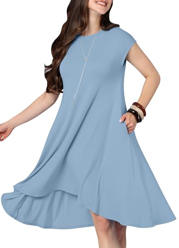 Image of KOH KOH Womens 2026 Short Cap Sleeve Casual Summer Comfy Flowy Mini Dress
