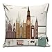 Produktbild Bestsocks Attractive Travel Scenery In Famous City England Big Ben Telephone Booth Westminster Theme Soft Comfortable Car Room Polyester Pillowcase 18 * 18inch