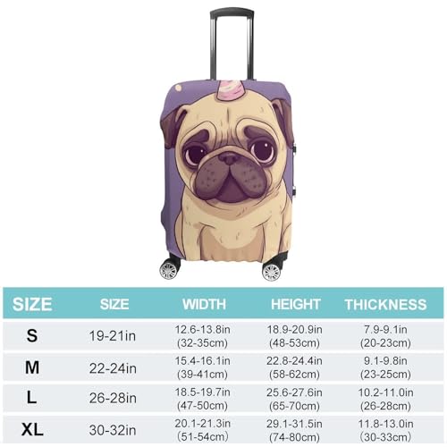 Funny Cartoon Pug Puppy Dog Printed Luggage Cover Protector, Fits 18-32 Inch Luggage2
