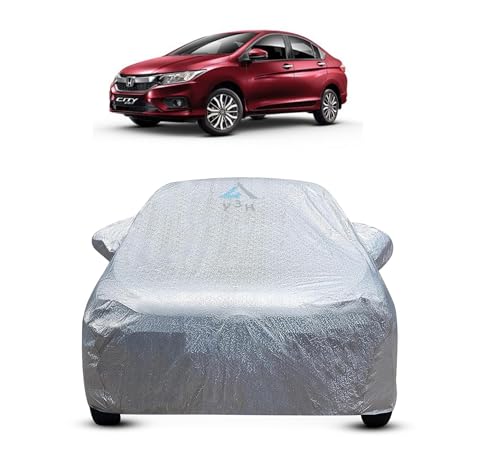 Image of Y3H 100% Waterproof Car Cover Compatible with Honda City Idtec (Model : 2014-2019) Custom Fit Body Covers with Mirror Pockets | Color : Metalic Silver