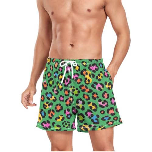 Bañador corto de leopardo verde para hombre de secado rápido 4