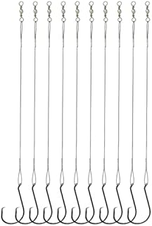 Beoccudo Circle Hooks Rigs Saltwater Steel Leader Wire, 25pcs Heavy Duty Circle Hook with Leader Wire Bass Catfish Fishing Lure Rig
