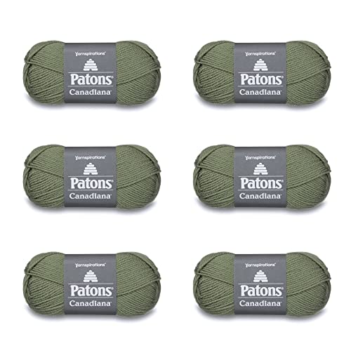 PATONS Canadiana Med Green Tea Yarn - 6 Pack of 3.5oz/100g - Acrylic - 4 Medium - 205 Yards - Knitting/Crochet