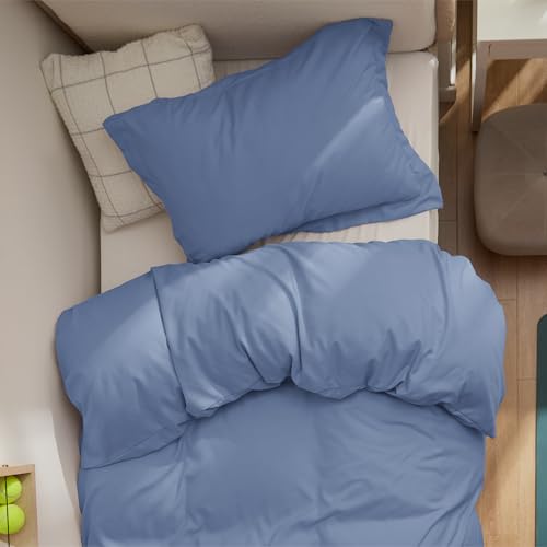 Image of Bedsure Twin /Twin XL Duvet Cover, Double Brushed Bedding Set, Slate Blue | For Kids & Adults, 68 inchx90 inch Comforter Cover, Hotel Luxury, All Season, Breathable, Easy Care, Lightweight, Zipper Closure