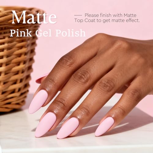 Image of AZUREBEAUTY Baby Pink Gel Nail Polish 18ML, UV /LED Soak Off Gel Polish | Soft Cream Light Pink Salon Nail Gel for Long Lasting High Gloss Manicure, French Nail Art for Women