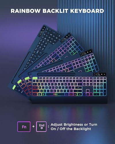 Combo de teclado y ratón inalámbricos con iluminación de colores para PC 2