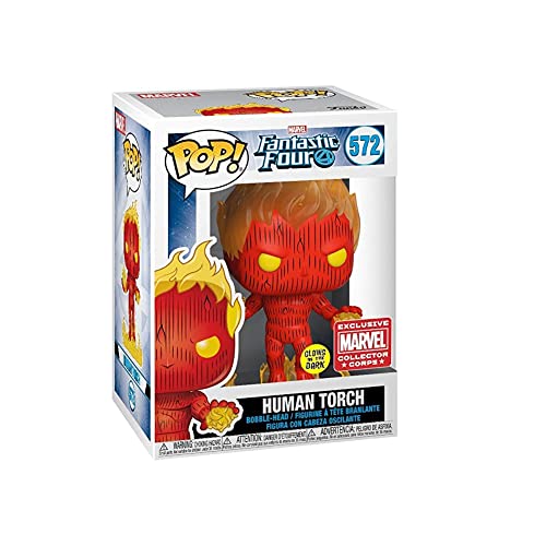 Funko Pop! Marvel Collector Corps Exclusive Fantastic Four 572 Human Torch Gitd W/ Protective Case