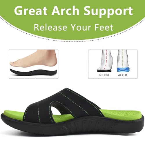 Image of KuaiLu Womens Fashion Orthotic Slides Ladies Athletic Yoga Mat Memory Foam Walking Sandals Thick Cushion Recovery Summer Beach Slippers Comfortable Plantar Fasciitis Arch Support