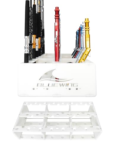 BLUEWING 45 Fishing Rods Storage Rack Trolling Aluminum Bent Butt Rod Rack Rods Holder Mounted Pole Organizer Large Capacity for Rods and Reel Combos