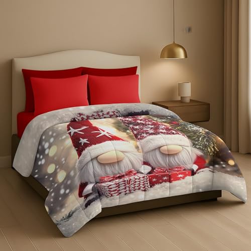Masters House Trapunta Piumone Invernale Matrimoniale Stampa Digitale HD 4K Magia del Natale in Microfibra Anallergica, Imbottitura Calda e Morbida, Natalizi, Made in Italy (Gnomi 4)