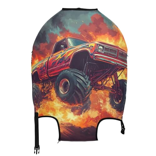Suitcase Covers for Luggage Protectors Anti-scratch Aesthetic Travel Essentials for Women Monster Truck, M, Fits 22-24 Inch Case2